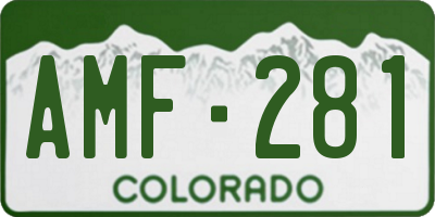 CO license plate AMF281