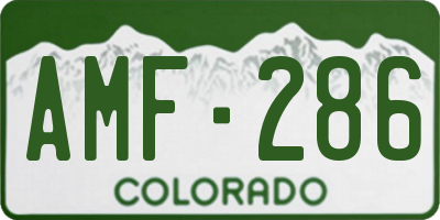 CO license plate AMF286