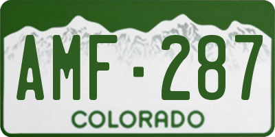 CO license plate AMF287