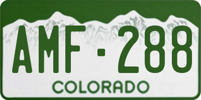 CO license plate AMF288