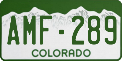 CO license plate AMF289