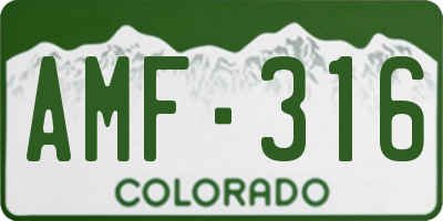 CO license plate AMF316