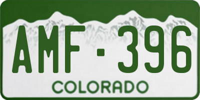 CO license plate AMF396