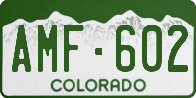 CO license plate AMF602