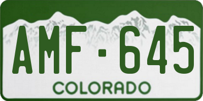 CO license plate AMF645
