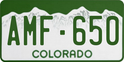 CO license plate AMF650
