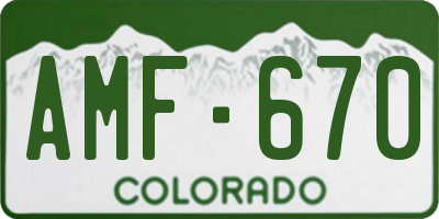 CO license plate AMF670