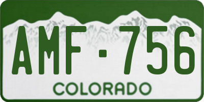 CO license plate AMF756
