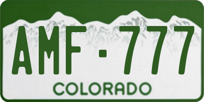 CO license plate AMF777
