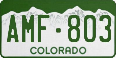 CO license plate AMF803