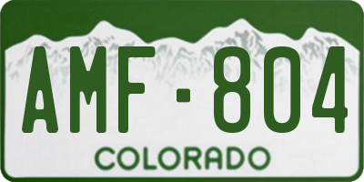 CO license plate AMF804