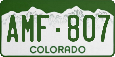 CO license plate AMF807