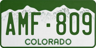 CO license plate AMF809