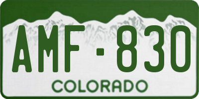 CO license plate AMF830