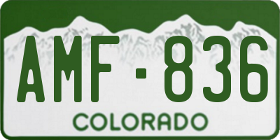 CO license plate AMF836
