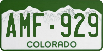 CO license plate AMF929