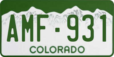 CO license plate AMF931