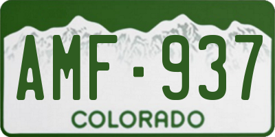 CO license plate AMF937