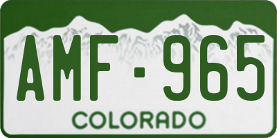 CO license plate AMF965