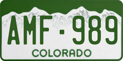CO license plate AMF989