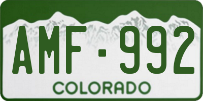 CO license plate AMF992