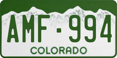 CO license plate AMF994