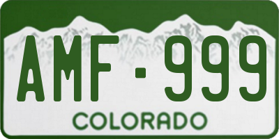 CO license plate AMF999