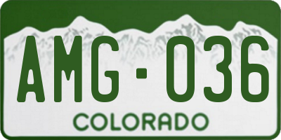 CO license plate AMG036