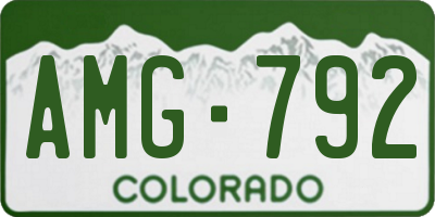CO license plate AMG792