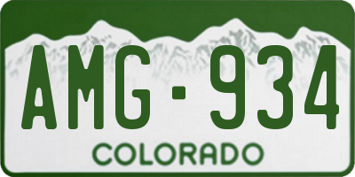 CO license plate AMG934