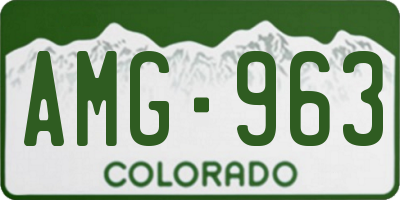 CO license plate AMG963