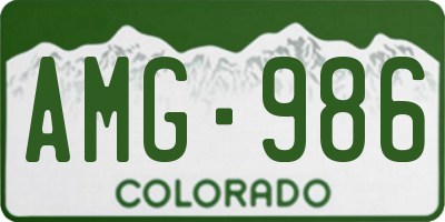 CO license plate AMG986