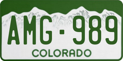 CO license plate AMG989