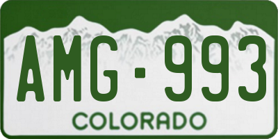 CO license plate AMG993