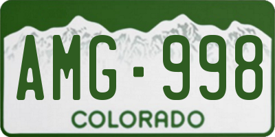 CO license plate AMG998