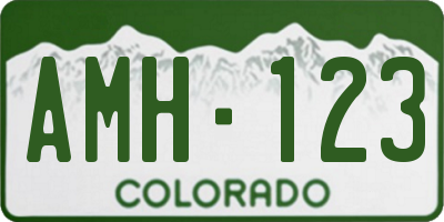 CO license plate AMH123