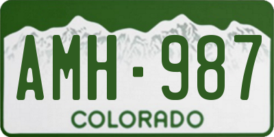 CO license plate AMH987