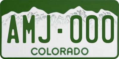 CO license plate AMJ000