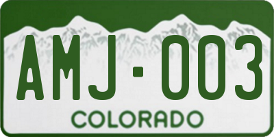 CO license plate AMJ003