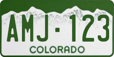 CO license plate AMJ123