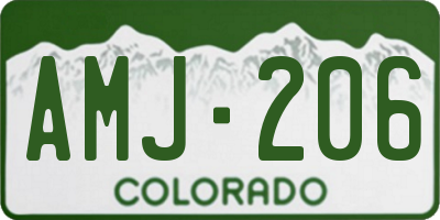 CO license plate AMJ206