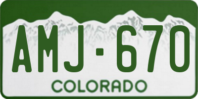 CO license plate AMJ670