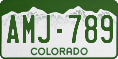 CO license plate AMJ789