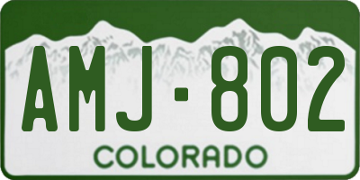 CO license plate AMJ802