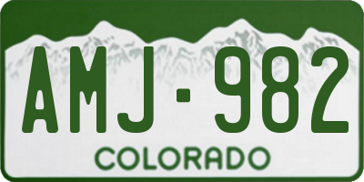 CO license plate AMJ982
