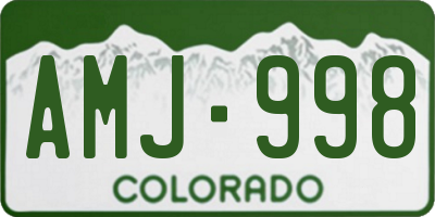 CO license plate AMJ998