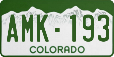 CO license plate AMK193