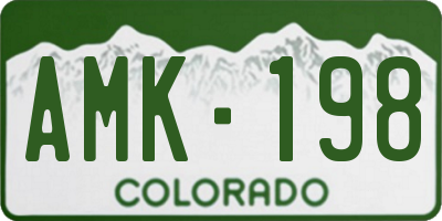 CO license plate AMK198
