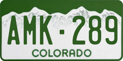 CO license plate AMK289