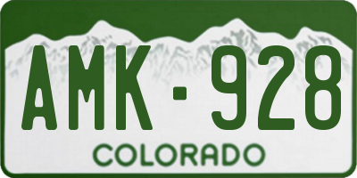 CO license plate AMK928